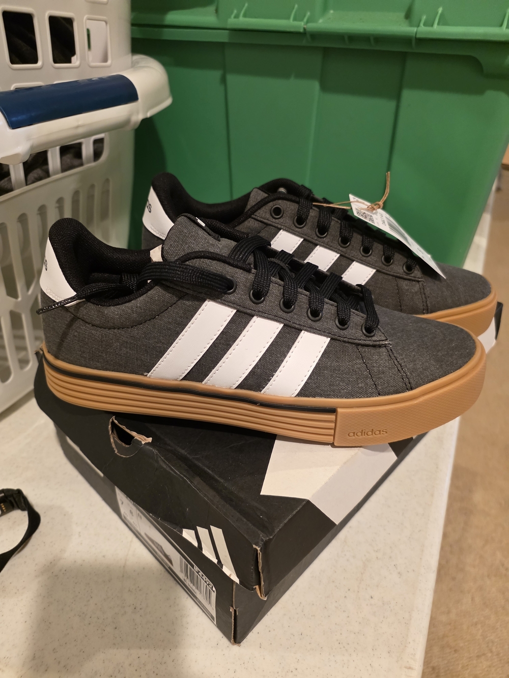 Adidas Daiky 4.0 Charcoal and White Low-Top Sneakers - New